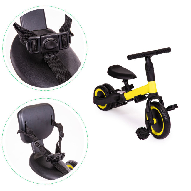 Детский беговел-велосипед 4в1 с родительской ручкой, желтый - TR007-YELLOW Детский беговел-велосипед 4в1 с родительской ручкой, желтый - TR007-YELLOW