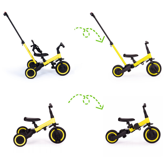 Детский беговел-велосипед 4в1 с родительской ручкой, желтый - TR007-YELLOW Детский беговел-велосипед 4в1 с родительской ручкой, желтый - TR007-YELLOW