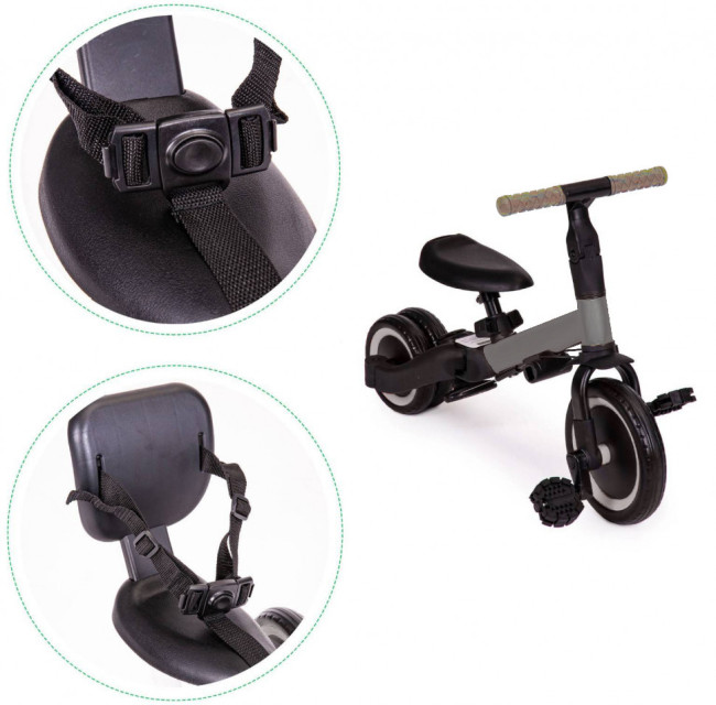 Детский беговел-велосипед 4в1 с родительской ручкой, темно-серый - TR007-DARK-GREY Детский беговел-велосипед 4в1 с родительской ручкой, темно-серый - TR007-DARK-GREY