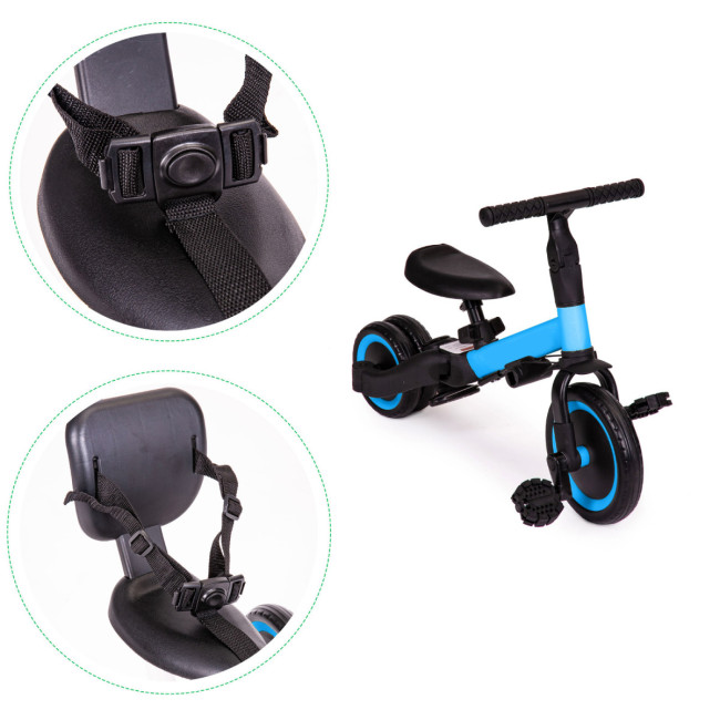 Детский беговел-велосипед 4в1 с родительской ручкой, синий - TR007-BLUE Детский беговел-велосипед 4в1 с родительской ручкой, синий - TR007-BLUE