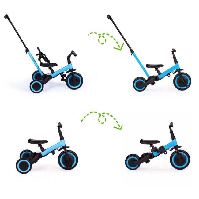 Детский беговел-велосипед 4в1 с родительской ручкой, синий - TR007-BLUE Детский беговел-велосипед 4в1 с родительской ручкой, синий - TR007-BLUE