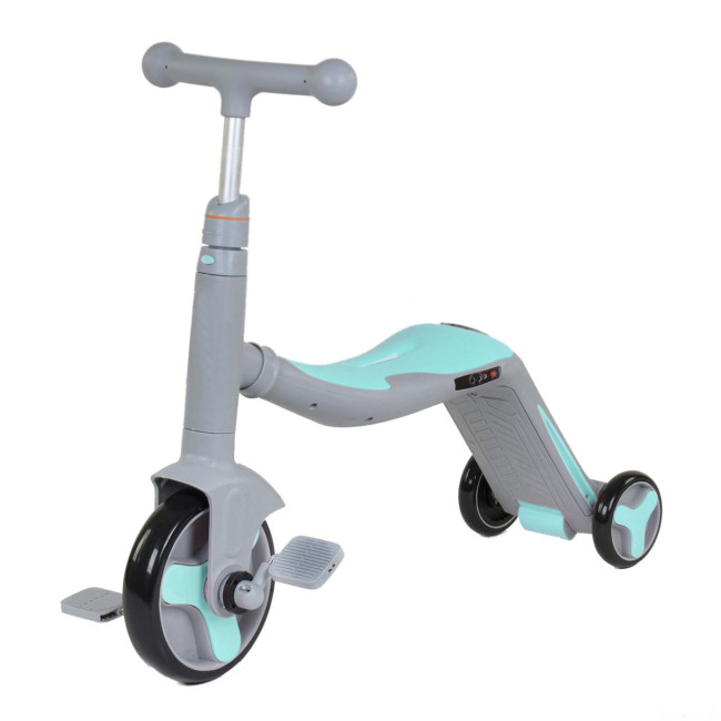 Детский самокат-беговел с музыкой 3в1 (самокат, беговел, велосипед) - FL-868 серо-синий Детский самокат-беговел с музыкой 3в1 (самокат, беговел, велосипед) - FL-868 серо-синий