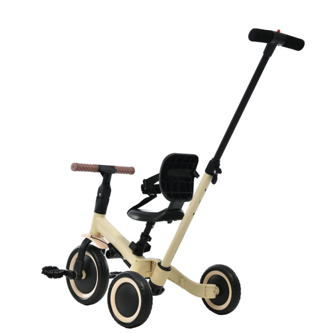 Детский беговел-велосипед 4в1 с родительской ручкой, бежевый - TR007-BEIGE Детский беговел-велосипед 4в1 с родительской ручкой, бежевый - TR007-BEIGE