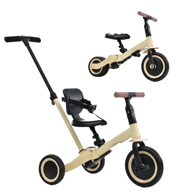 Детский беговел-велосипед 4в1 с родительской ручкой, бежевый - TR007-BEIGE Детский беговел-велосипед 4в1 с родительской ручкой, бежевый - TR007-BEIGE