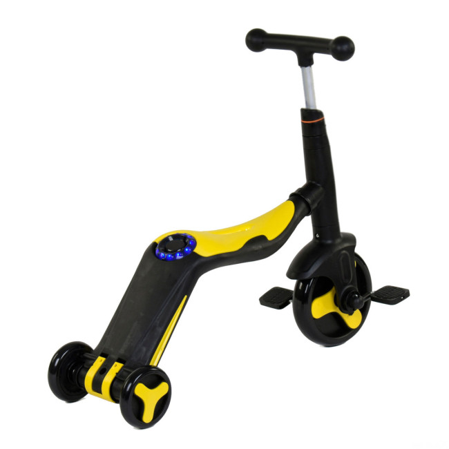 Детский самокат-беговел с музыкой 3в1 (самокат, беговел, велосипед) - FL-868 черно-желтый Детский самокат-беговел с музыкой 3в1 (самокат, беговел, велосипед) - FL-868 черно-желтый