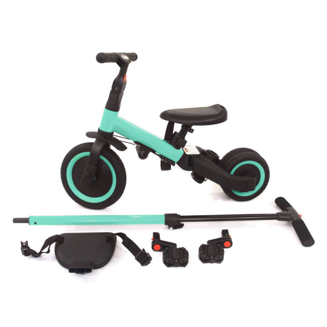 Детский беговел-велосипед 4в1 с родительской ручкой, зеленый - TR007-CYAN Детский беговел-велосипед 4в1 с родительской ручкой, зеленый - TR007-CYAN