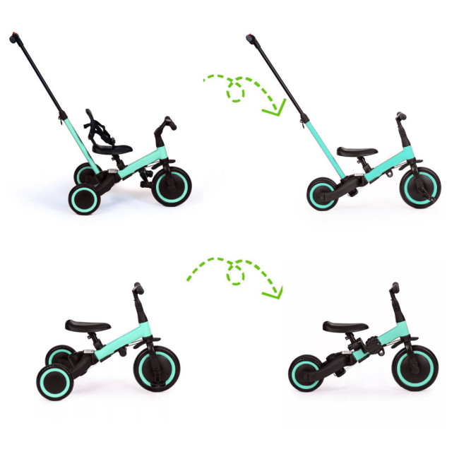 Детский беговел-велосипед 4в1 с родительской ручкой, зеленый - TR007-CYAN Детский беговел-велосипед 4в1 с родительской ручкой, зеленый - TR007-CYAN