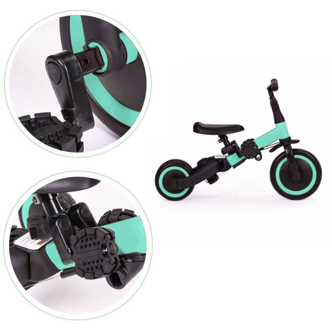 Детский беговел-велосипед 4в1 с родительской ручкой, зеленый - TR007-CYAN Детский беговел-велосипед 4в1 с родительской ручкой, зеленый - TR007-CYAN