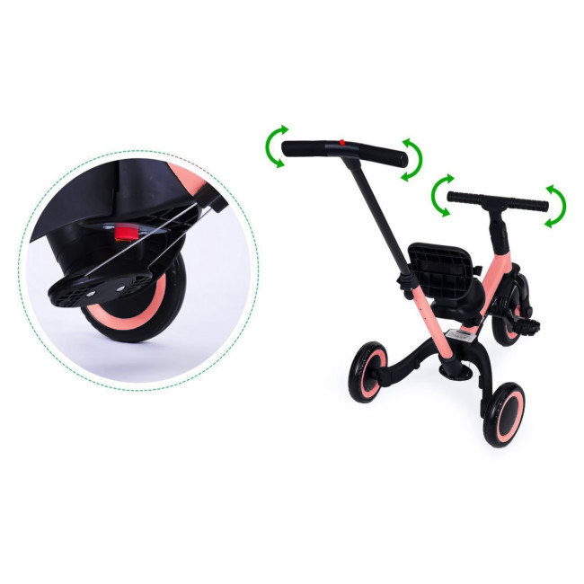 Детский беговел-велосипед 4в1 с родительской ручкой, розовый - TR007-PINK Детский беговел-велосипед 4в1 с родительской ручкой, розовый - TR007-PINK
