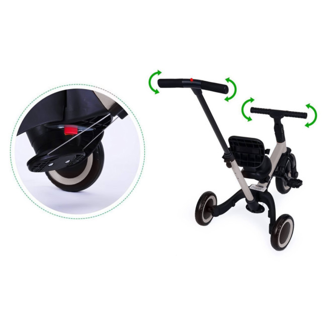 Детский беговел-велосипед 4в1 с родительской ручкой, серый - TR007-GREY Детский беговел-велосипед 4в1 с родительской ручкой, серый - TR007-GREY