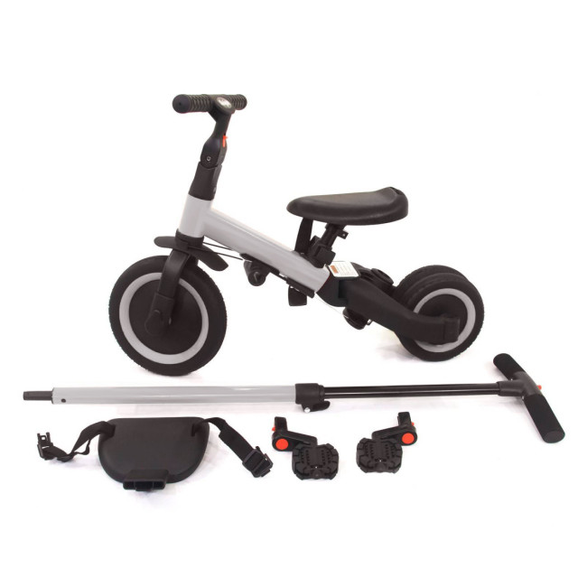 Детский беговел-велосипед 4в1 с родительской ручкой, серый - TR007-GREY Детский беговел-велосипед 4в1 с родительской ручкой, серый - TR007-GREY