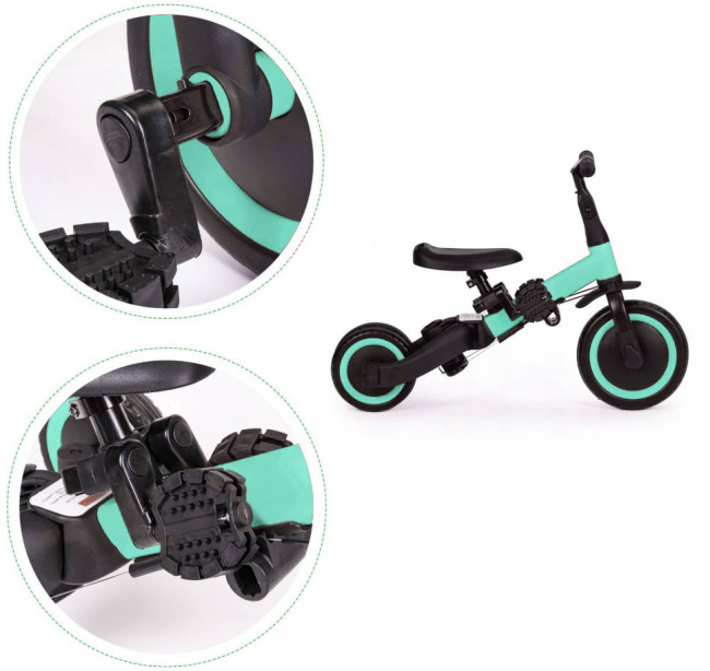 Детский беговел-велосипед 8в1 с крышей и ручкой, зеленый - TR008C-CYAN Детский беговел-велосипед 8в1 с крышей и ручкой, зеленый - TR008C-CYAN