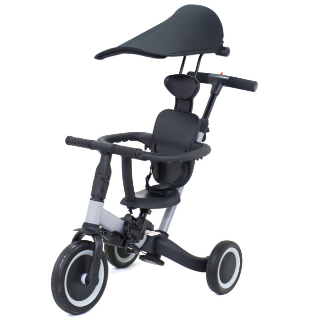 Детский беговел-велосипед 8в1 с крышей и ручкой, серый - TR008C-GREY Детский беговел-велосипед 8в1 с крышей и ручкой, серый - TR008C-GREY