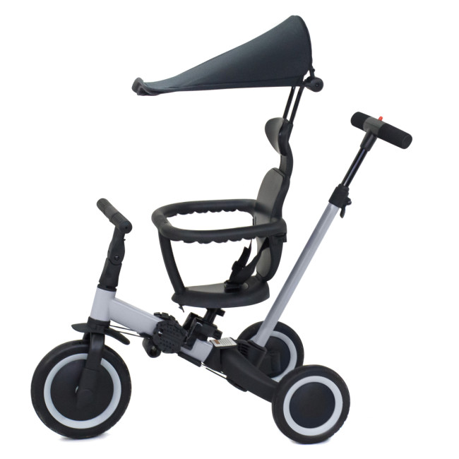 Детский беговел-велосипед 8в1 с крышей и ручкой, серый - TR008C-GREY Детский беговел-велосипед 8в1 с крышей и ручкой, серый - TR008C-GREY