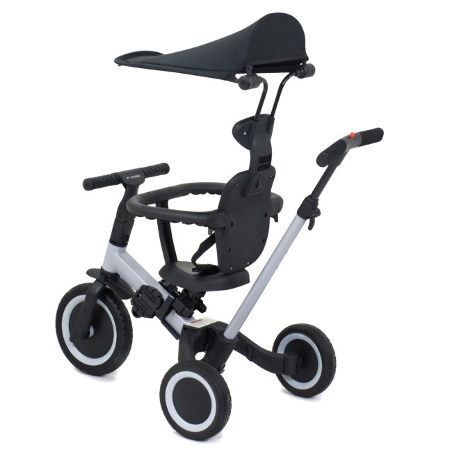 Детский беговел-велосипед 8в1 с крышей и ручкой, серый - TR008C-GREY Детский беговел-велосипед 8в1 с крышей и ручкой, серый - TR008C-GREY