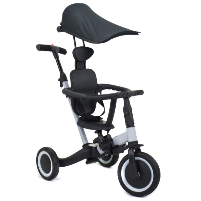 Детский беговел-велосипед 8в1 с крышей и ручкой, серый - TR008C-GREY Детский беговел-велосипед 8в1 с крышей и ручкой, серый - TR008C-GREY