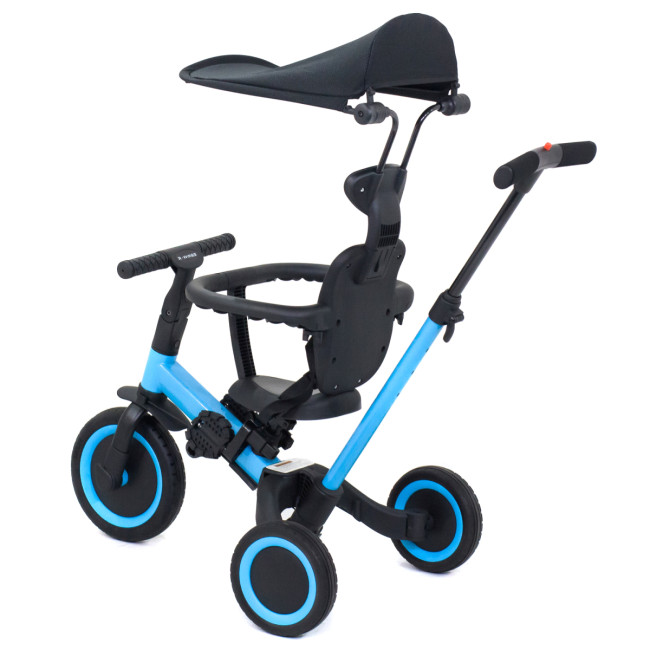 Детский беговел-велосипед 8в1 с крышей и ручкой, синий - TR008C-BLUE Детский беговел-велосипед 8в1 с крышей и ручкой, синий - TR008C-BLUE