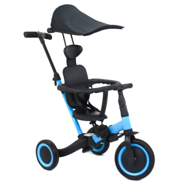 Детский беговел-велосипед 8в1 с крышей и ручкой, синий - TR008C-BLUE Детский беговел-велосипед 8в1 с крышей и ручкой, синий - TR008C-BLUE