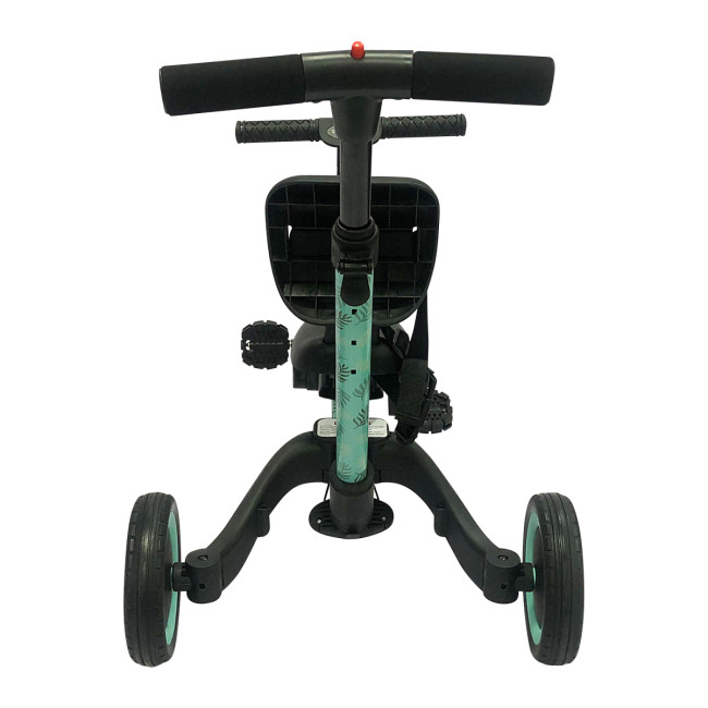 Детский беговел-велосипед 4в1 с родительской ручкой, зеленый с рисунком - TR007-CYAN-PAINT