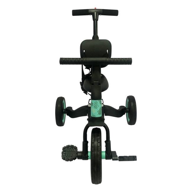 Детский беговел-велосипед 4в1 с родительской ручкой, зеленый с рисунком - TR007-CYAN-PAINT