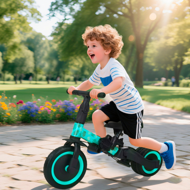 Детский беговел-велосипед 4в1 с родительской ручкой, зеленый с рисунком - TR007-CYAN-PAINT Детский беговел-велосипед 4в1 с родительской ручкой, зеленый с рисунком - TR007-CYAN-PAINT