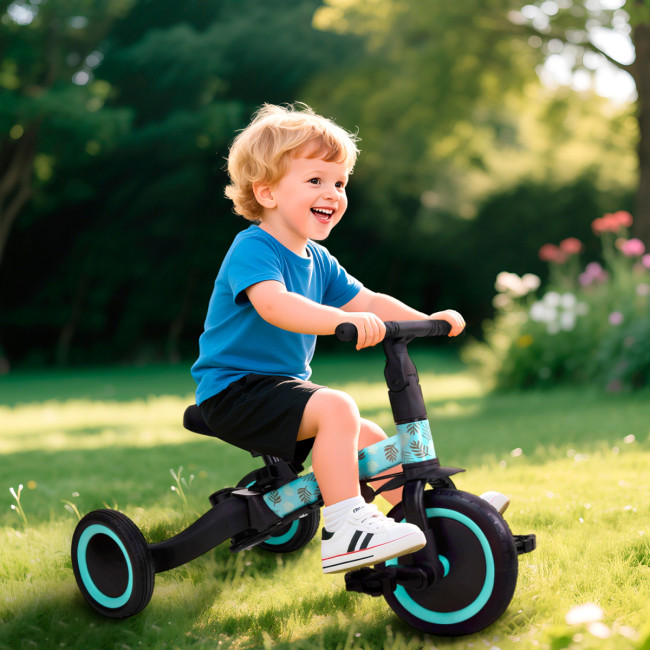 Детский беговел-велосипед 4в1 с родительской ручкой, зеленый с рисунком - TR007-CYAN-PAINT Детский беговел-велосипед 4в1 с родительской ручкой, зеленый с рисунком - TR007-CYAN-PAINT