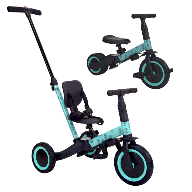 Детский беговел-велосипед 4в1 с родительской ручкой, зеленый с рисунком - TR007-CYAN-PAINT Детский беговел-велосипед 4в1 с родительской ручкой, зеленый с рисунком - TR007-CYAN-PAINT