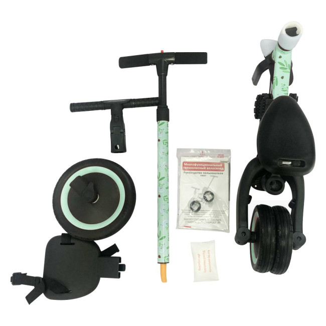 Детский беговел-велосипед 4в1 с родительской ручкой, зеленый с рисунком - TR007-CYAN-PAINT Детский беговел-велосипед 4в1 с родительской ручкой, зеленый с рисунком - TR007-CYAN-PAINT