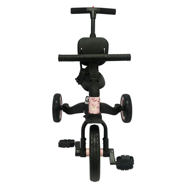 Детский беговел-велосипед 4в1 с родительской ручкой, розовый с рисунком - TR007-PINK-PAINT