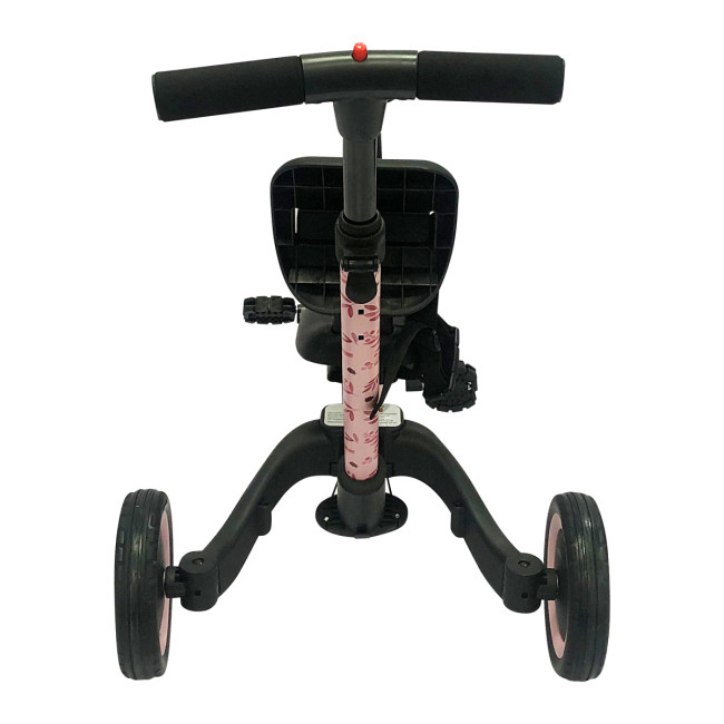 Детский беговел-велосипед 4в1 с родительской ручкой, розовый с рисунком - TR007-PINK-PAINT