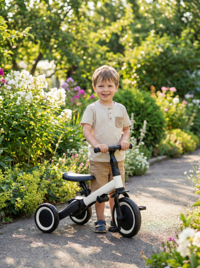 Детский беговел-велосипед 6в1 с родительской ручкой, белый - TR008-WHITE Детский беговел-велосипед 6в1 с родительской ручкой, белый - TR008-WHITE