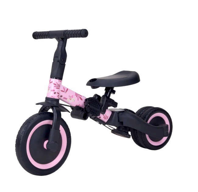 Детский беговел-велосипед 6в1 с родительской ручкой, розовый с рисунком - TR008-PINK-PAINT Детский беговел-велосипед 6в1 с родительской ручкой, розовый с рисунком - TR008-PINK-PAINT