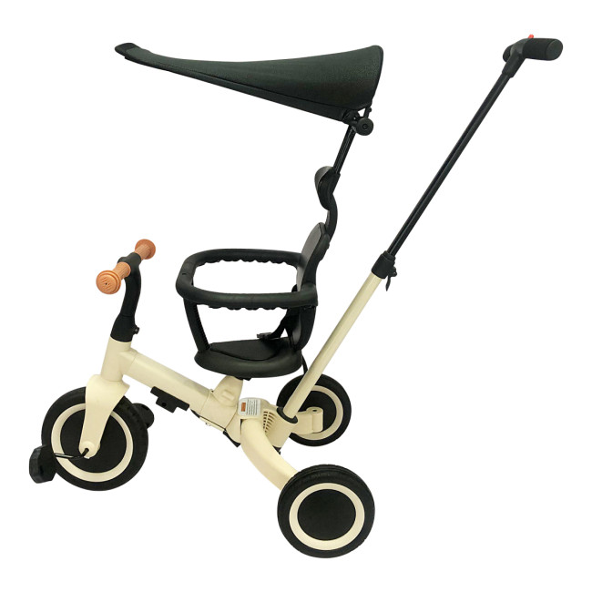 Детский беговел-велосипед 8в1 с крышей и ручкой, бежевый - TR010-BEIGE