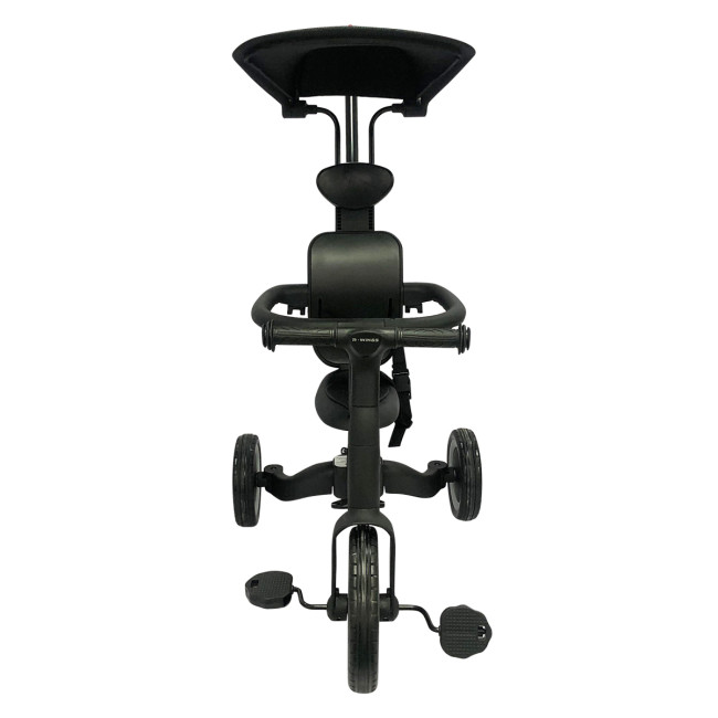 Детский беговел-велосипед 8в1 с крышей и ручкой, черный - TR010-BLACK