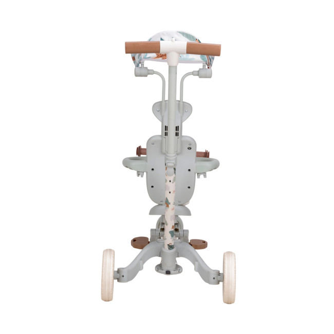 Детский беговел-велосипед 8в1 с крышей и ручкой, бежевый с рисунком - TR008C-BEIGE-PAINT