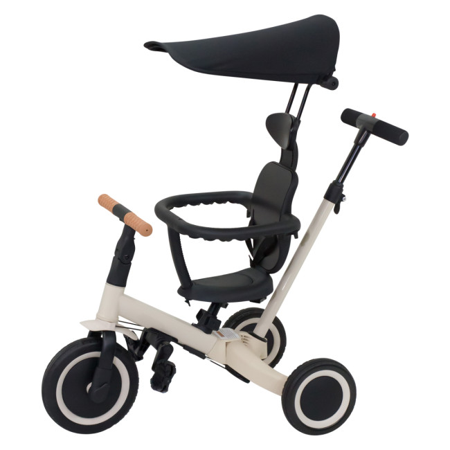 Детский беговел-велосипед 8в1 с крышей и ручкой, бежевый - TR008C-BEIGE Детский беговел-велосипед 8в1 с крышей и ручкой, бежевый - TR008C-BEIGE