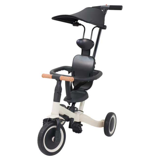 Детский беговел-велосипед 8в1 с крышей и ручкой, бежевый - TR008C-BEIGE Детский беговел-велосипед 8в1 с крышей и ручкой, бежевый - TR008C-BEIGE