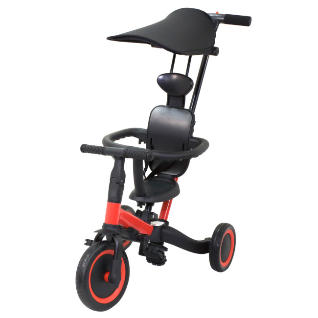 Детский беговел-велосипед 8в1 с крышей и ручкой, красный - TR008C-RED Детский беговел-велосипед 8в1 с крышей и ручкой, красный - TR008C-RED