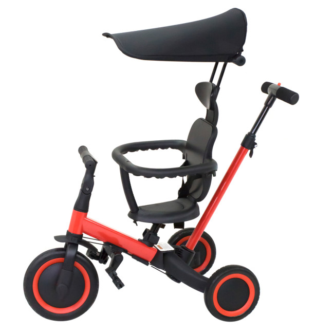 Детский беговел-велосипед 8в1 с крышей и ручкой, красный - TR008C-RED Детский беговел-велосипед 8в1 с крышей и ручкой, красный - TR008C-RED