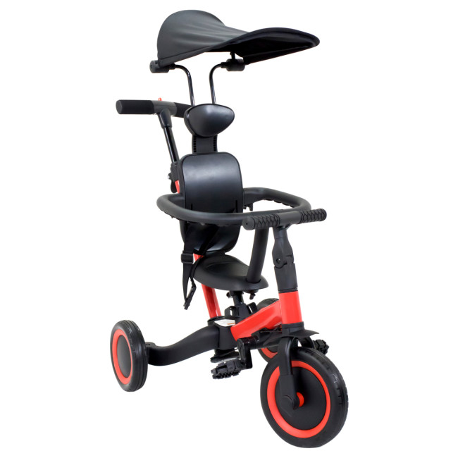 Детский беговел-велосипед 8в1 с крышей и ручкой, красный - TR008C-RED Детский беговел-велосипед 8в1 с крышей и ручкой, красный - TR008C-RED