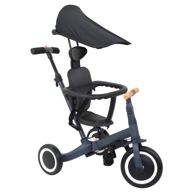 Детский беговел-велосипед 8в1 с крышей и ручкой, темно-серый - TR008C-DARK-GREY Детский беговел-велосипед 8в1 с крышей и ручкой, темно-серый - TR008C-DARK-GREY