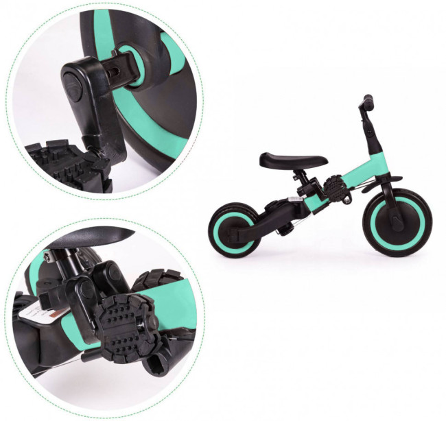 Детский беговел-велосипед 6в1 с родительской ручкой, зеленый - TR008-CYAN Детский беговел-велосипед 6в1 с родительской ручкой, зеленый - TR008-CYAN