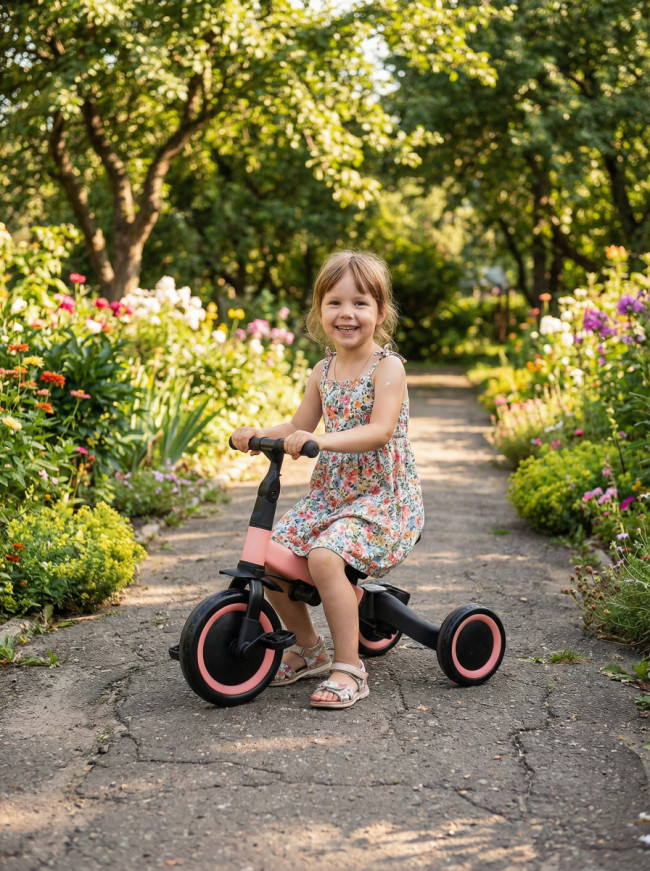 Детский беговел-велосипед 6в1 с родительской ручкой, розовый - TR008-PINK Детский беговел-велосипед 6в1 с родительской ручкой, розовый - TR008-PINK